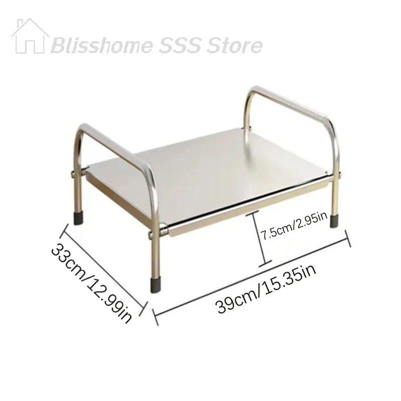 【S】Kitchen Stainless Steel Induction Cooker Rack Floor Mounted Multifunctional Shelf Gas Stove Support Kitchen Accessories