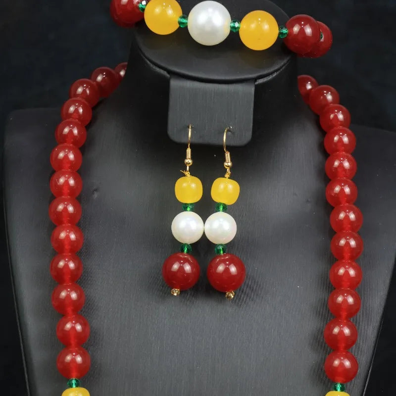Fashion temperament red suit, trendy personalized jewelry