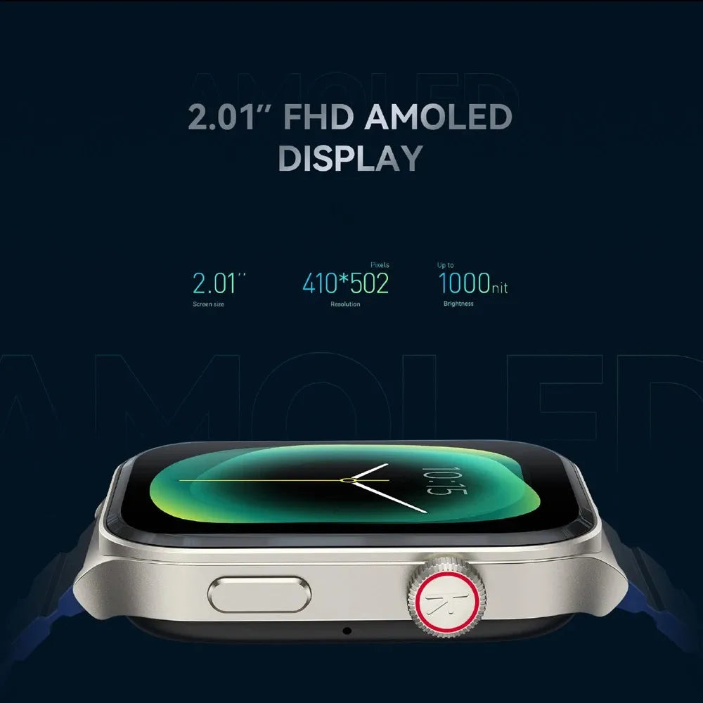 Kieslect Ks2 Smart Watch Waterproof 3ATM Black with 2.01'' AMOLED Display Health Fitness Activity Tracker with Calling Function