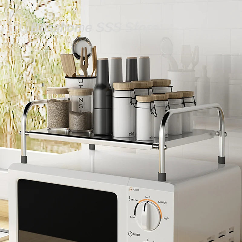 【S】Kitchen Stainless Steel Induction Cooker Rack Floor Mounted Multifunctional Shelf Gas Stove Support Kitchen Accessories