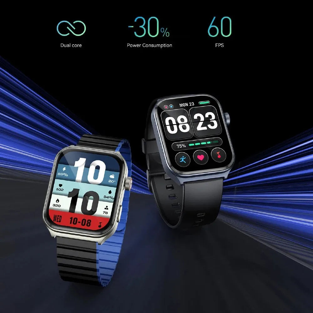 Kieslect Ks2 Smart Watch Waterproof 3ATM Black with 2.01'' AMOLED Display Health Fitness Activity Tracker with Calling Function