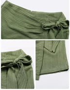 NewFashion Women's summer dress with tied bow elegant skirt pants, casual shorts, loose summer shorts