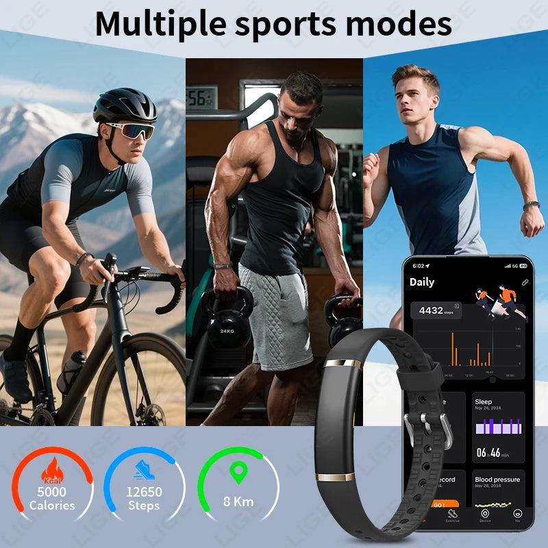 2026 LIGE New Smart Bracelet Women Health Fitness Tracker Ultra-thin Heart Rate Monitoring Wristband Original Man Sports Watches