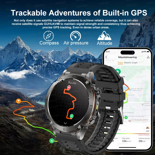 2025 New Military Outdoor Sport Smart Watch Men's 730 mAh Battery Waterproof GPS Satellite Positioning Health Fitness Smartwatch