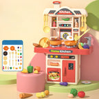 Children Play House Toy Simulation Kitchen Table with Sound Kids Role Play Kitchen Utensils for Girl Cooking Educational Toy Set