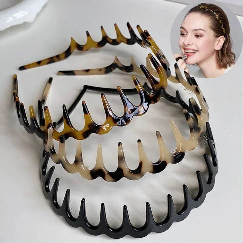Fashion Wave Headbands for Women Solid Color Toothed Non-slip Hair Bands Girl Face Wash Sports Hairbands Hair Accessories
