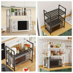 Kitchen Multi Purpose Storage Rack - Used For Microwave Ovens, Ovens, And Countertop Storage Racks With Hooks